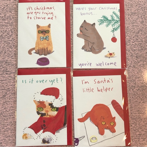 Cheeky Cat Christmas Cards - 8 - with envelopes - Jo Clark Design Christ… - Picture 2 of 12